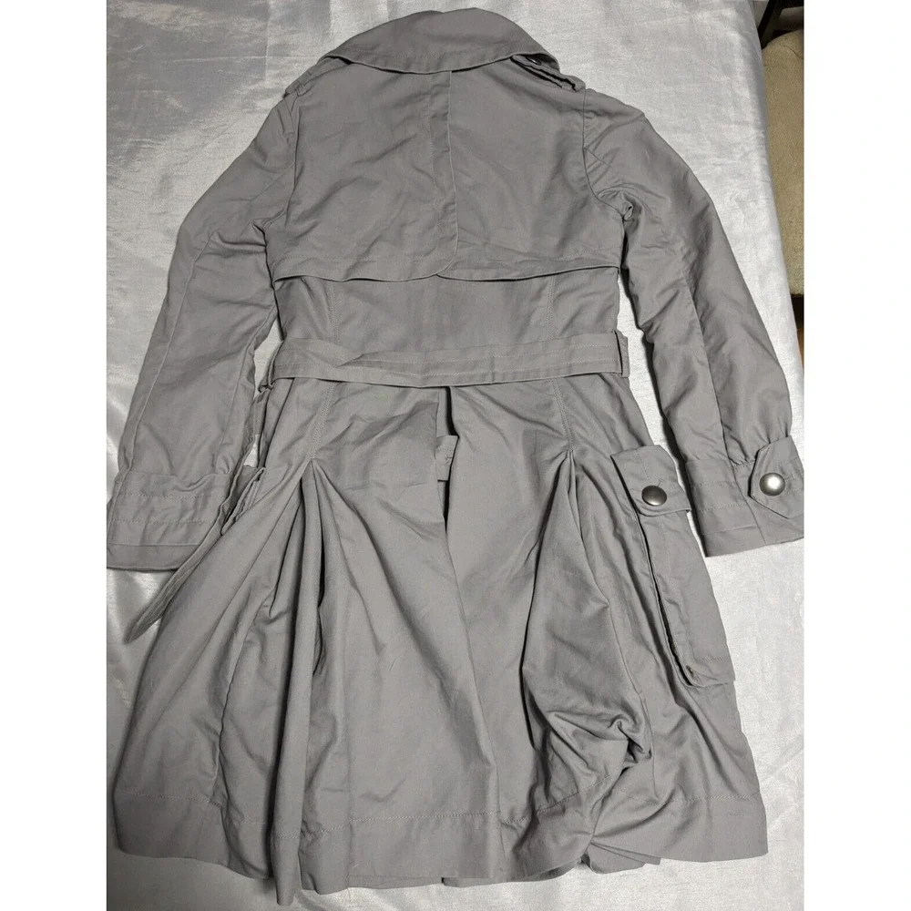TED BAKER LONDON Women Size 2 Gray Belted Lined Full Zip Trench Coat - Picture 2 of 16